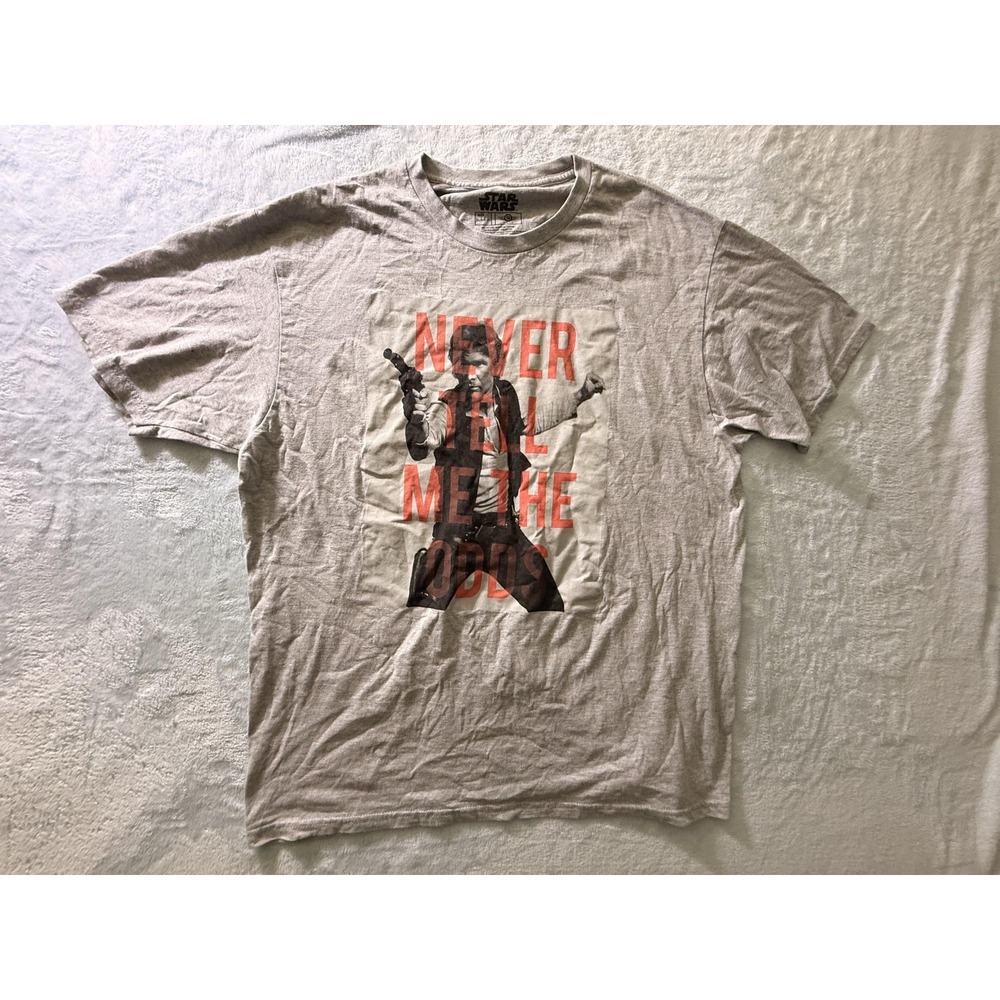 Star Wars Han Solo Shirt Mens XL Gray Never Tell Me The Odds Graphic T-Shirt